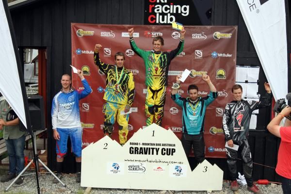 Troy Brosnan stood atop the elite men's podium ahead of Sam Hill and Jared Graves.