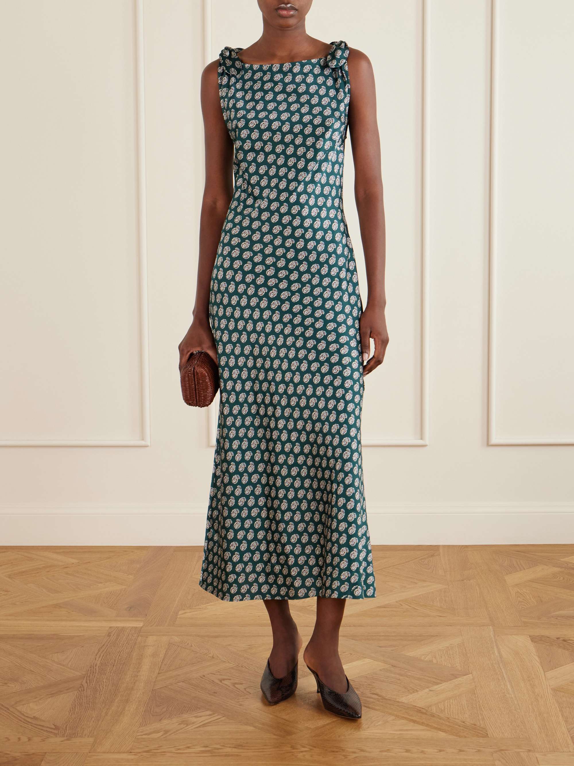 Mariselle Printed Halterneck Seersucker Silk-Blend Maxi Dress