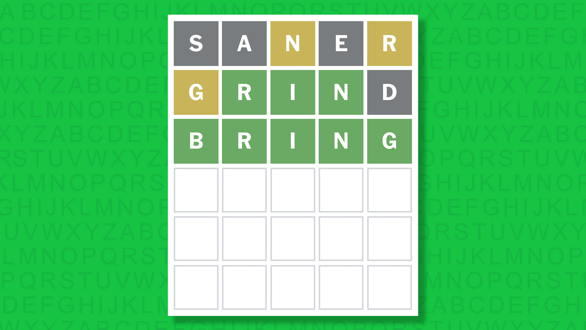 NYT Wordle answer for game 1778 on a green background