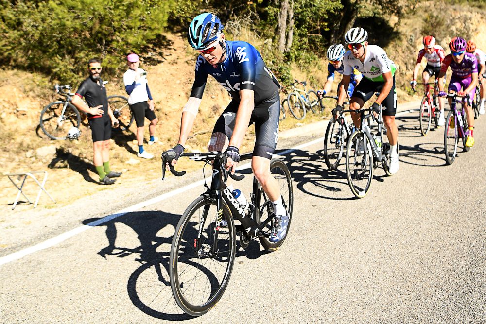 Chris Froome struggles during stage 3 at Volta a Catalunya