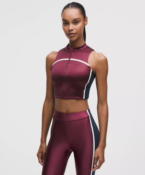 Satin Shine Full-Zip Tank Top Medium Support