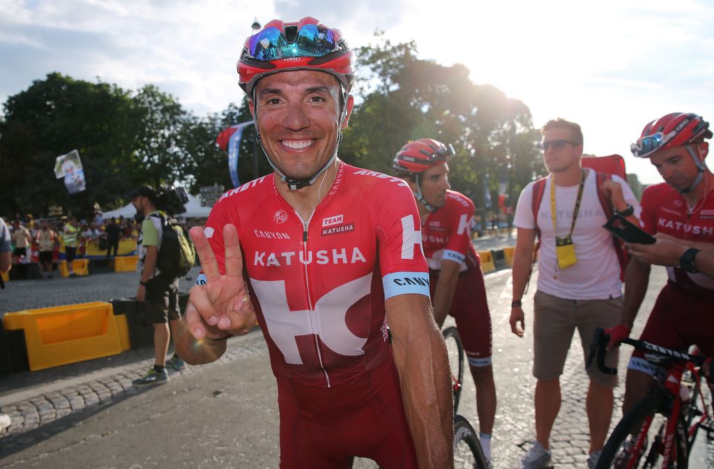 A smiling Joaquim Rodriguez (Katusha) after completing his final ever Tour stage