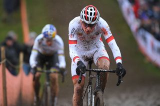 Mathieu van der Poel and Wout van Aert at the head of the race