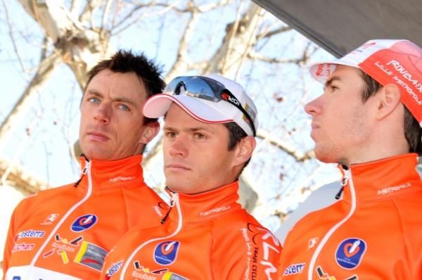 Roubaix Lille Metropole team members Benoit Daeninck, Steven Tronet and Arnaud Molmy (l-r).