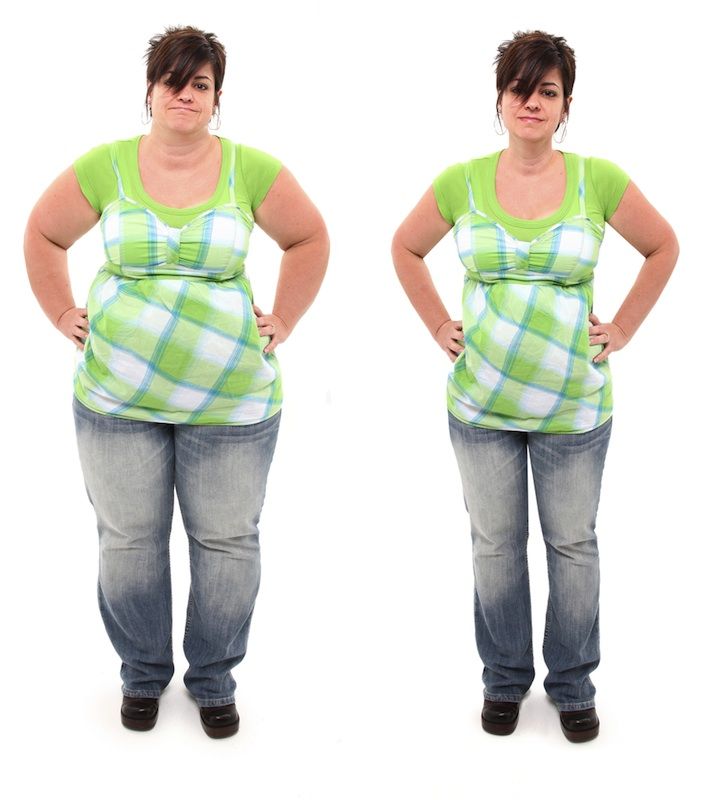 A before-and-after of a fat and thing woman.