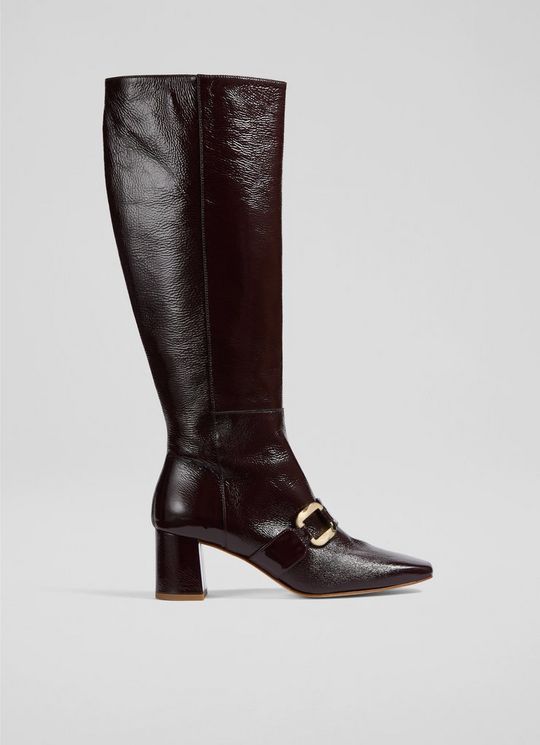 Gigi Burgundy Patent Knee Boots