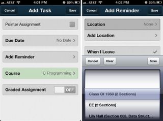 Erudio for iPhone adding assignments and tasks