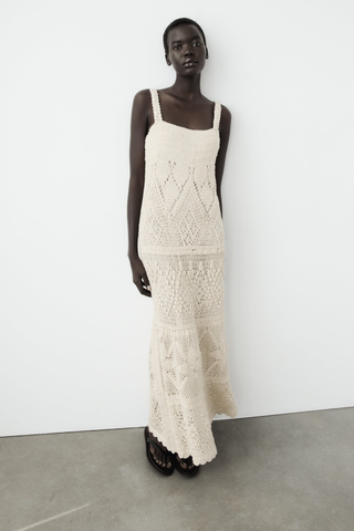 Zara Sequin Crochet Knit Long Dress