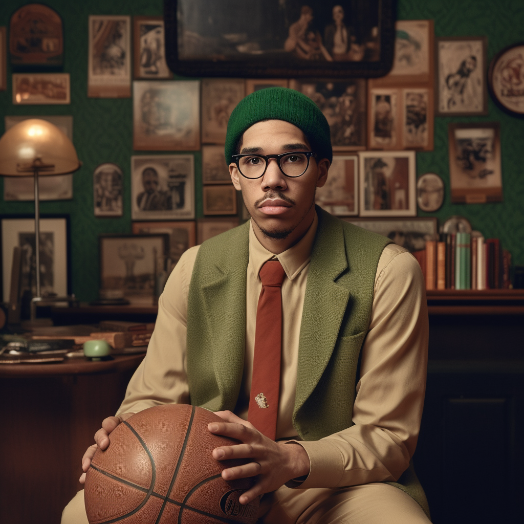 AI-generated image of sports stars as Wes Anderson characters