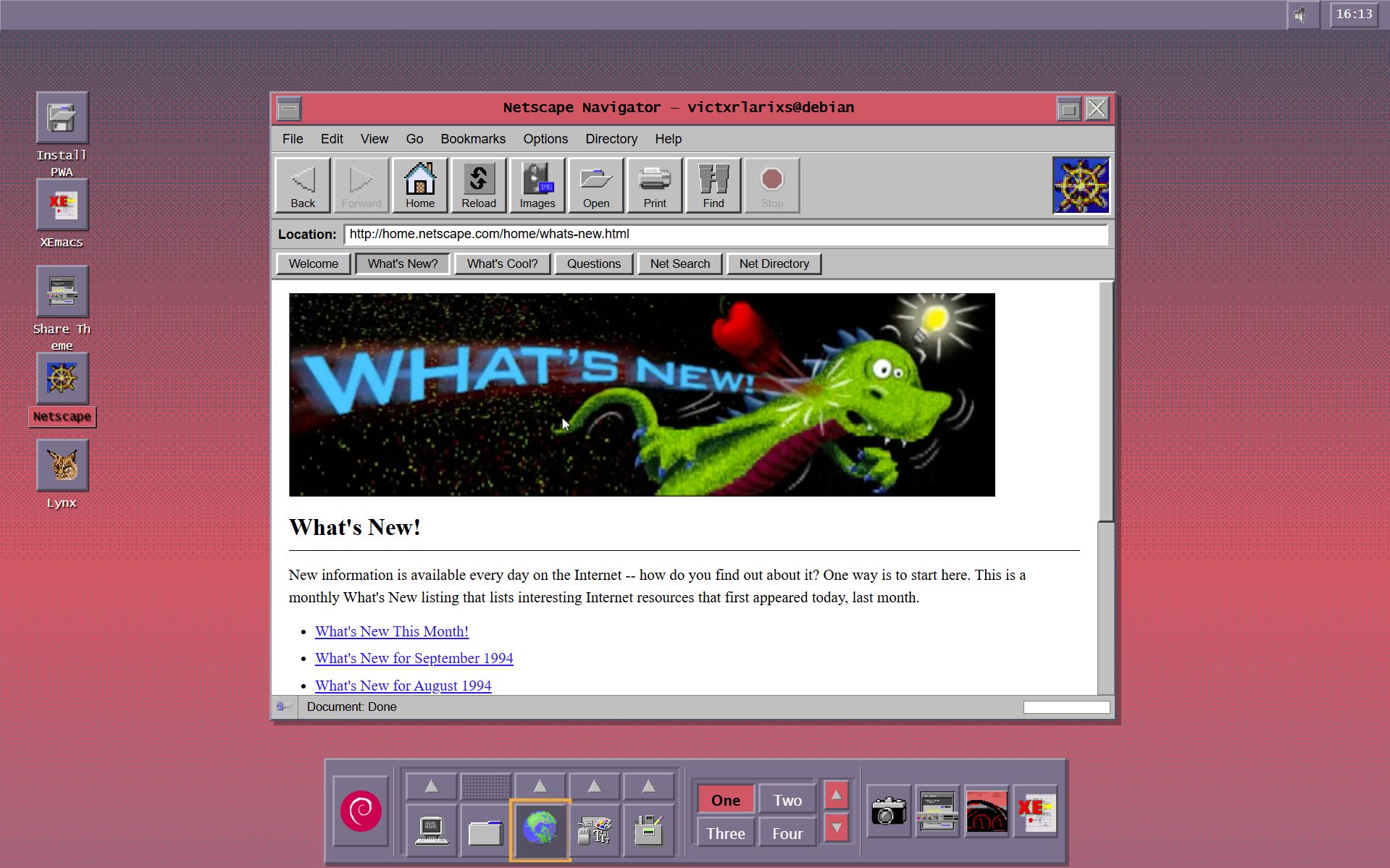CDE Time Capsule project screenshot showing 1990s-style Linux