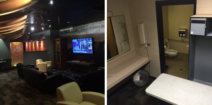Donald Trump's greenroom on the left, and Rand Paul's on the right