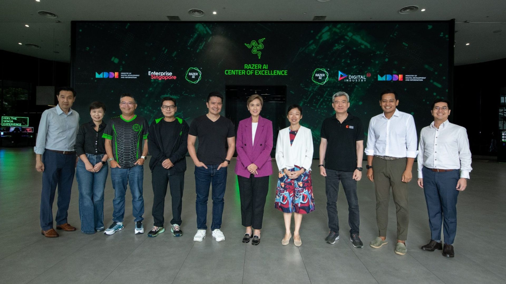 Razer&#039;s AI Centre of Excellence with Razer staff in front