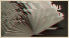 Photo of a book with a glitched visual effect on it.