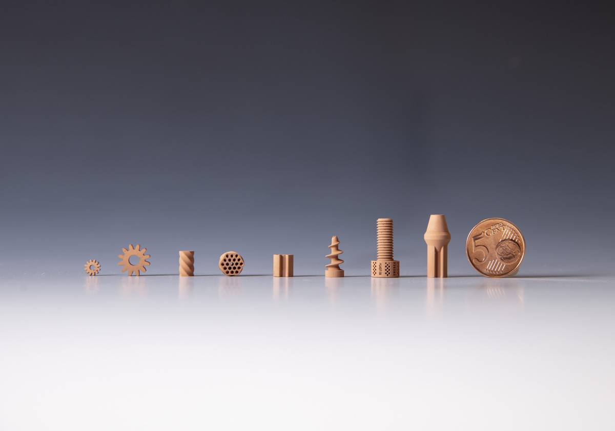 Researchers 3D printed these ceramic items from fake moon dust, or regolith.