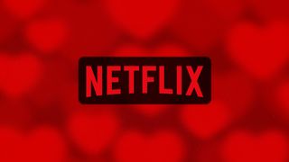 Netflix logo on a red hearts background