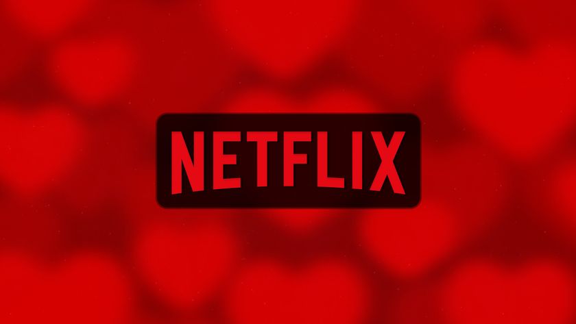 Netflix logo on a red hearts background
