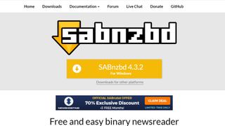 Website screenshot for SABnzbd.