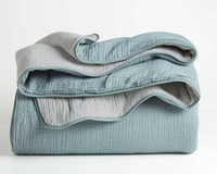 Parachute Cloud Cotton Ocean+Grey Quilt | from $249 at Crate&amp;Barrel