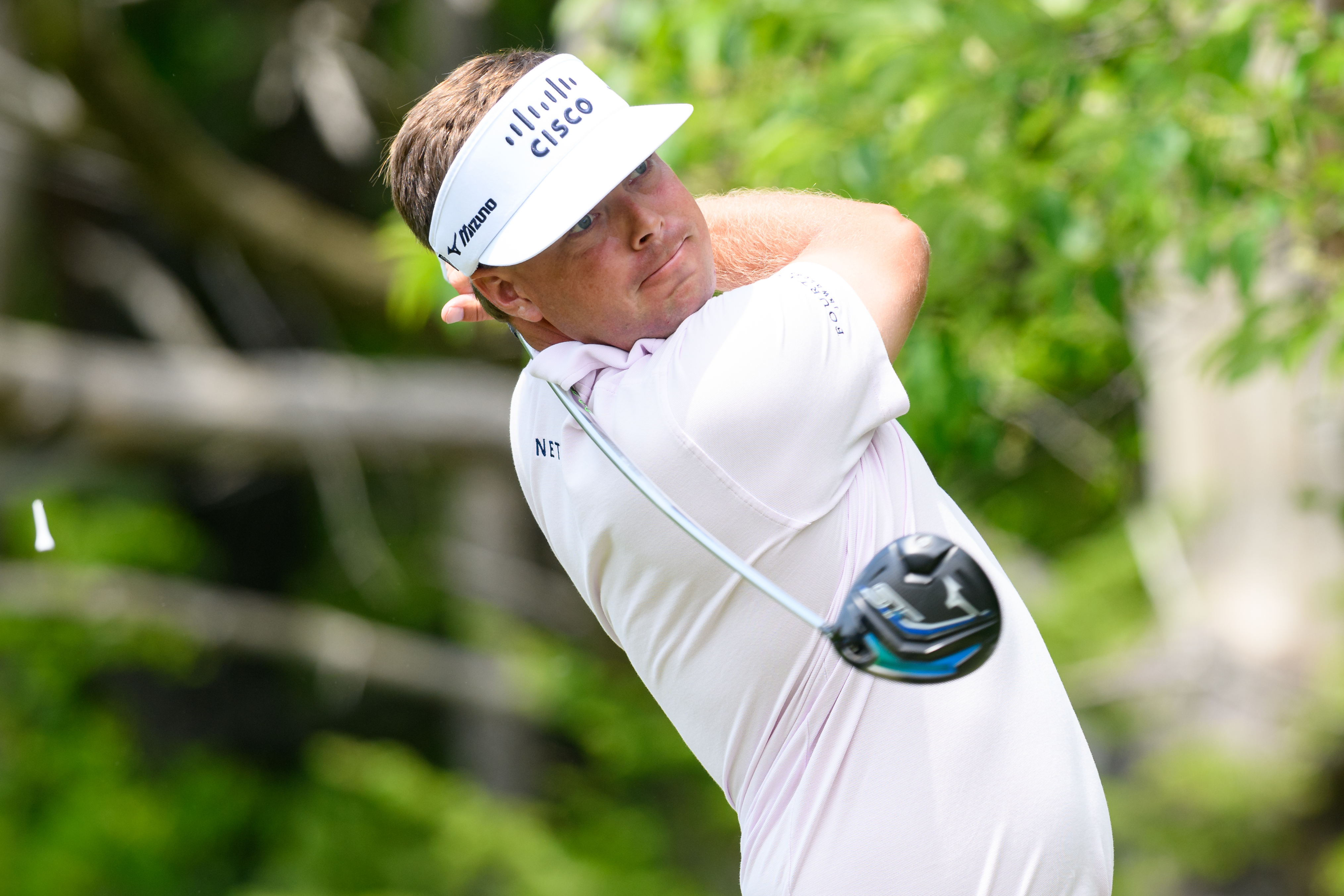 Keith Mitchell hits a driver off the tee
