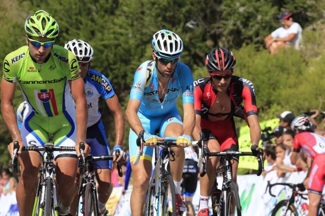 Vincenzo Nibali and Peter Sagan climb together