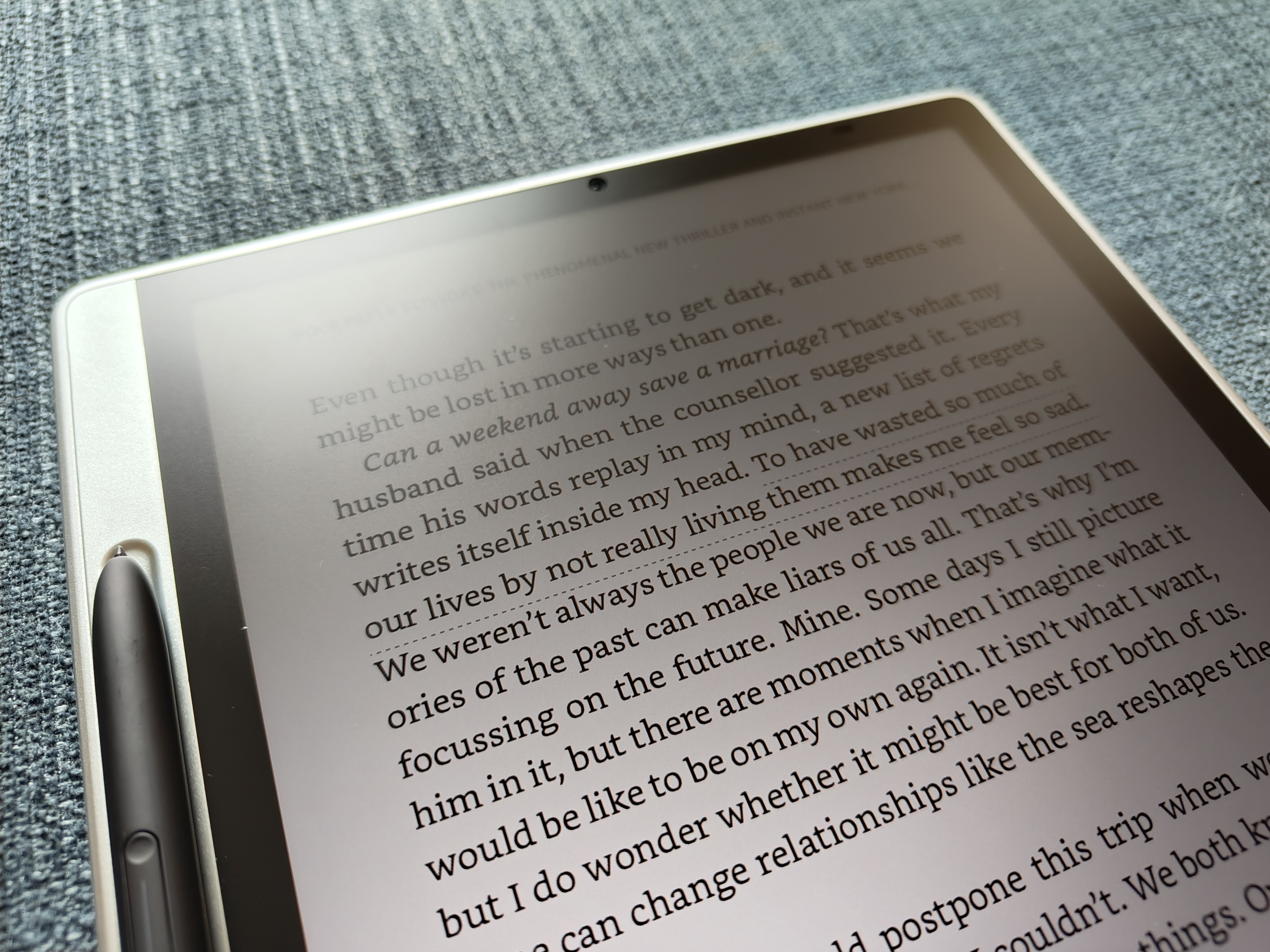 XPPen Magic Note Pad review; a tablet on an chair, a stylus