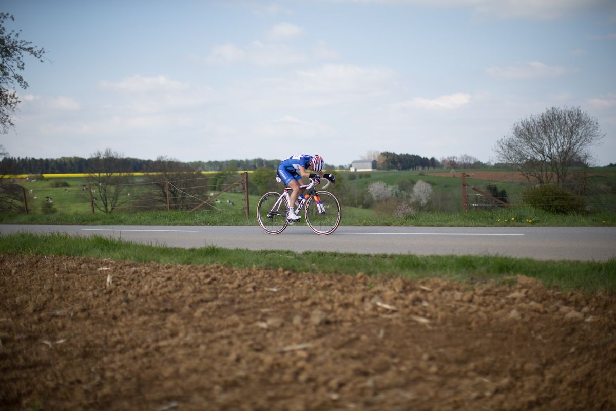 Katarzyna Niewiadoma (POL) of Rabo-Liv Cycling Team digs deep in the penultimate short lap of the second, 110.1km road race stage of Elsy Jacobs