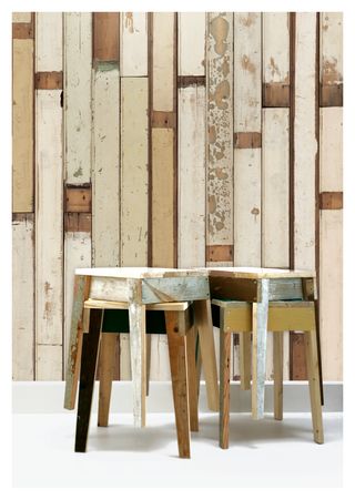 wooden panelling effect wallpaper