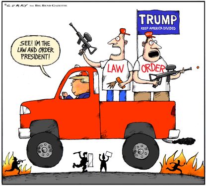 Political Cartoon U.S. Trump MAGA law and order&nbsp;