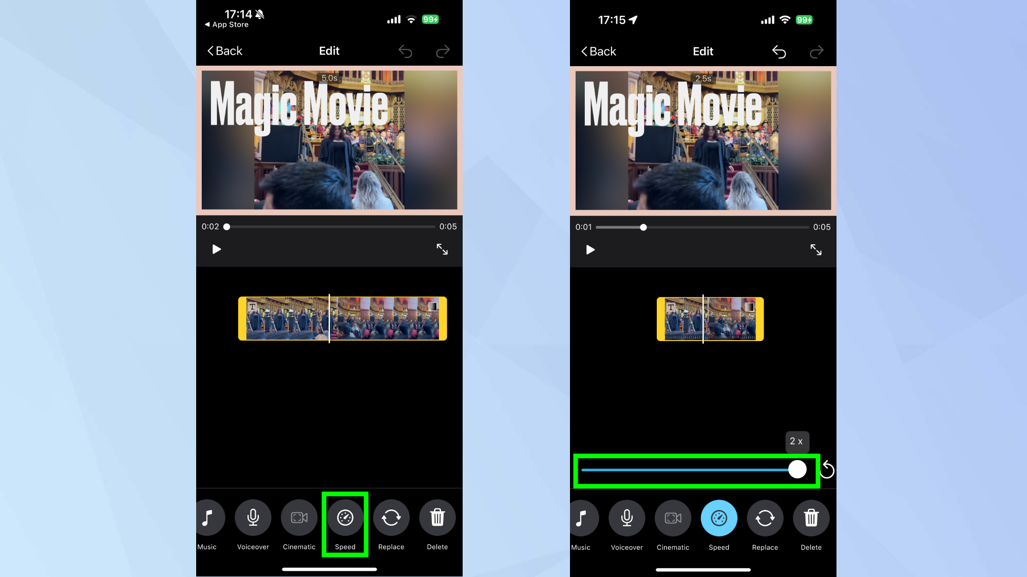 Speeding up iPhone videos in iMovie