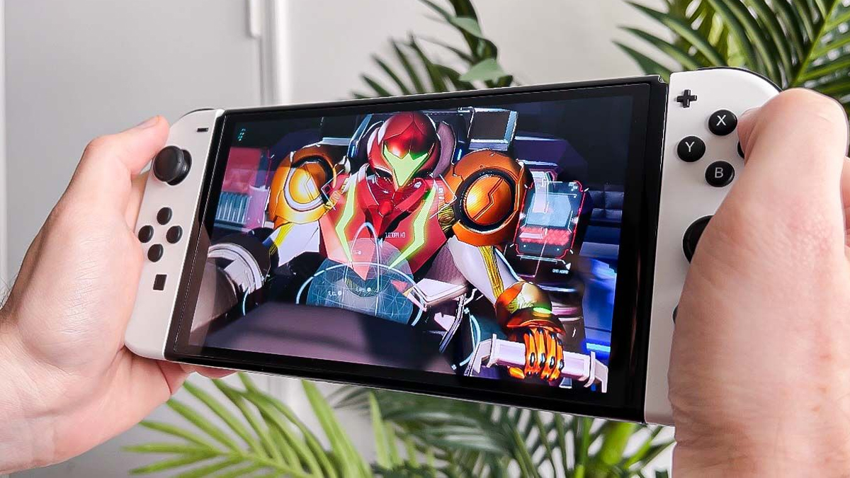 Nintendo Switch OLED jugando Metroid Dread