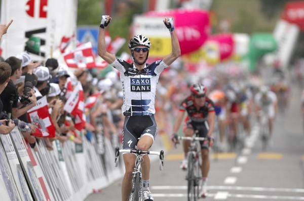 Frank Schleck (Saxo Bank) tops Rigoberto Uran (Caisse d'Epargne)