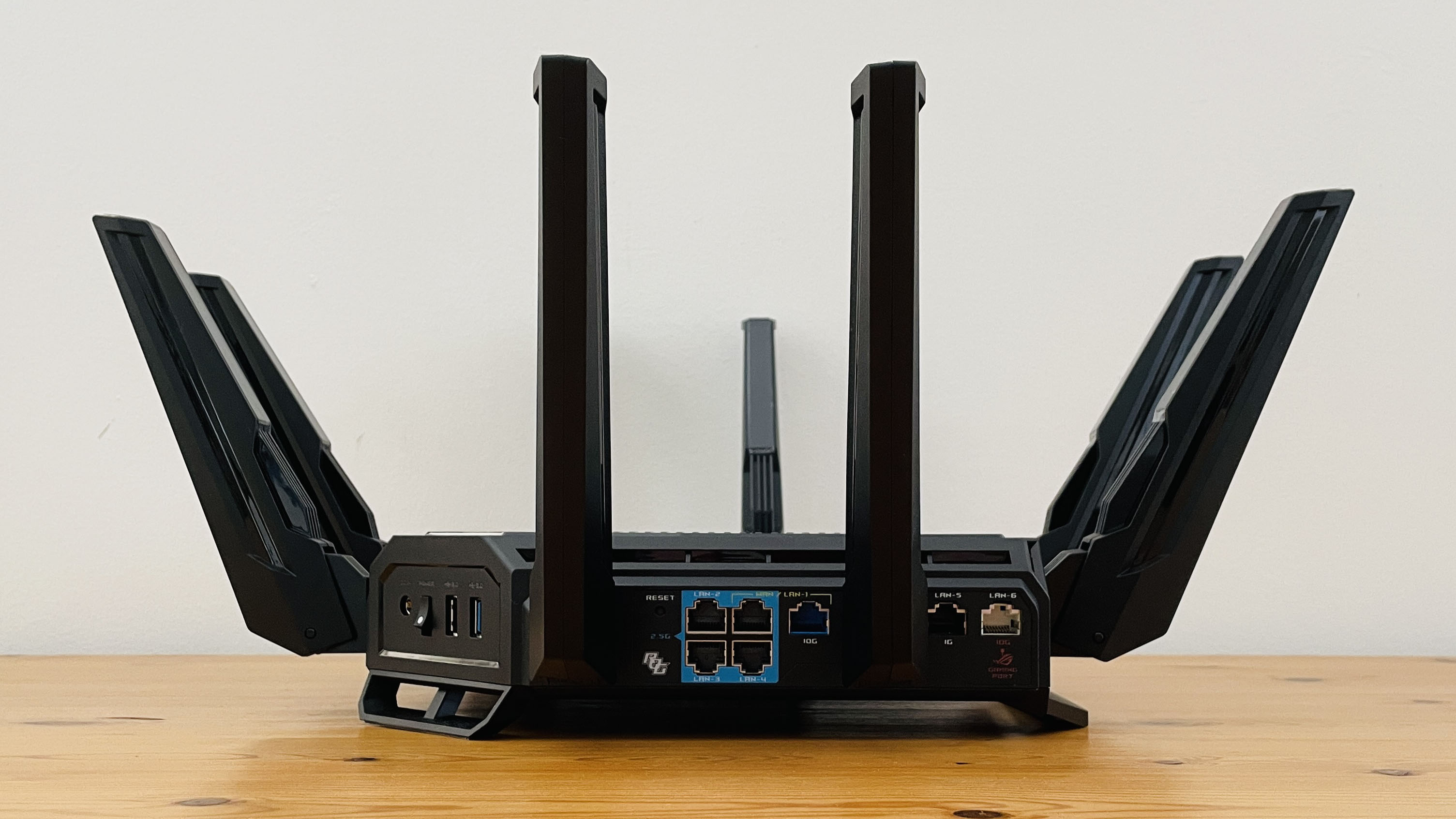 An Asus ROG Rapture GT-BE98 on a table