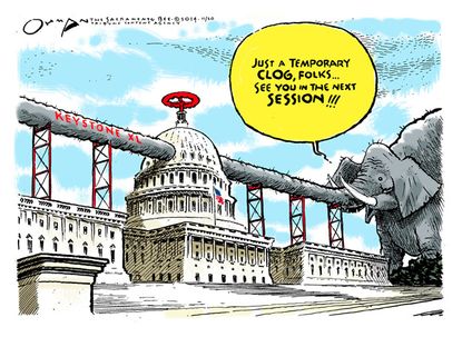 Political cartoon GOP Keystone XL pipeline Senate