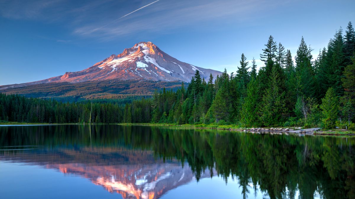 Mount Hood, Oregon reflected in Trillium Lake.