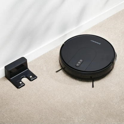 Silvercrest Robot Vacuum Cleaner With Mop Function on cream carpet