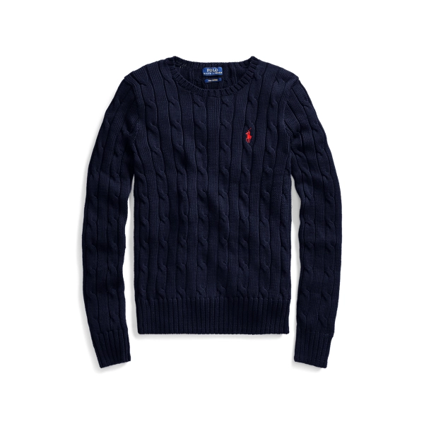 Ralph Lauren, Cable-Knit Cotton Crewneck Sweater