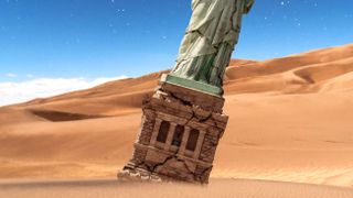 statue of liberty in the sand