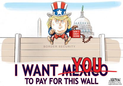 Political Cartoon U.S. Trump Government Border Wall Mexico Immigration