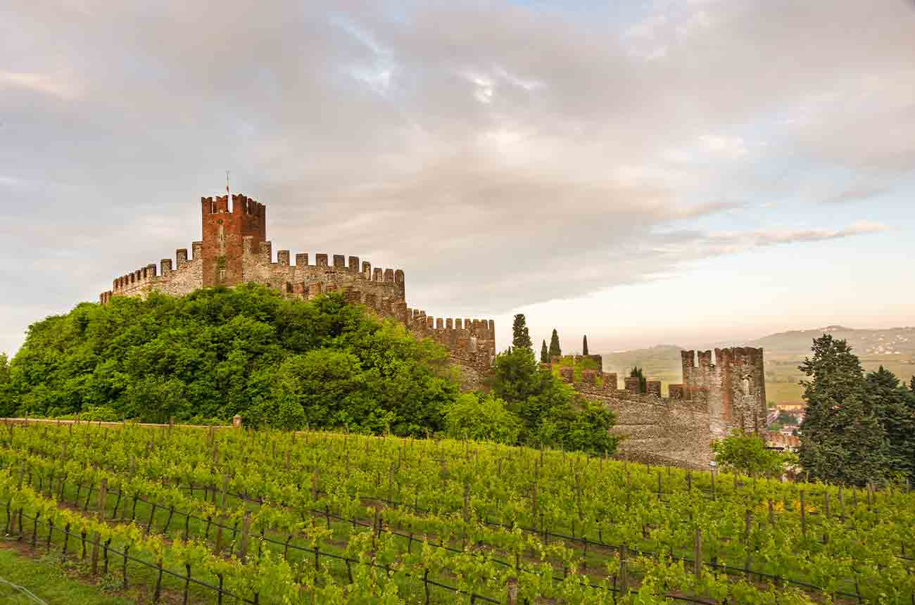 Medieval fortress in the town of Soave in Veneto, Italy