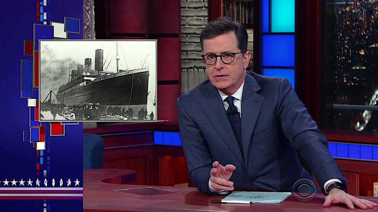 Stephen Colbert tackles the mystery of the Titanic, with a cartoon