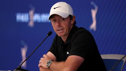 Rory McIlroy speaks to the media before the 2023 Players Championship at TPC Sawgrass