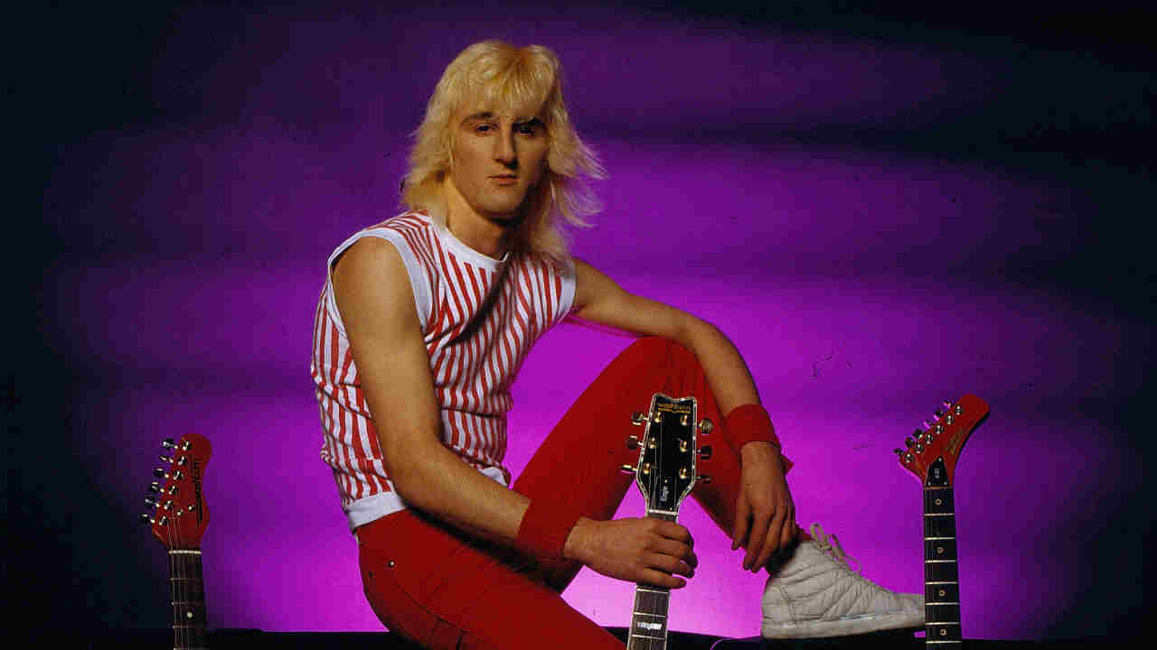 Spider guitarist Dave &amp;lsquo;Sniffa&amp;rsquo; Bryce posing for a photograph in 1983