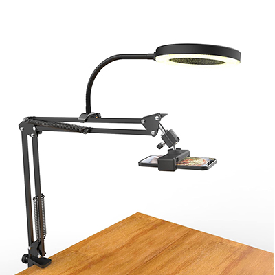 Product shot of Posliv overhead ring light, one of the best ring lights