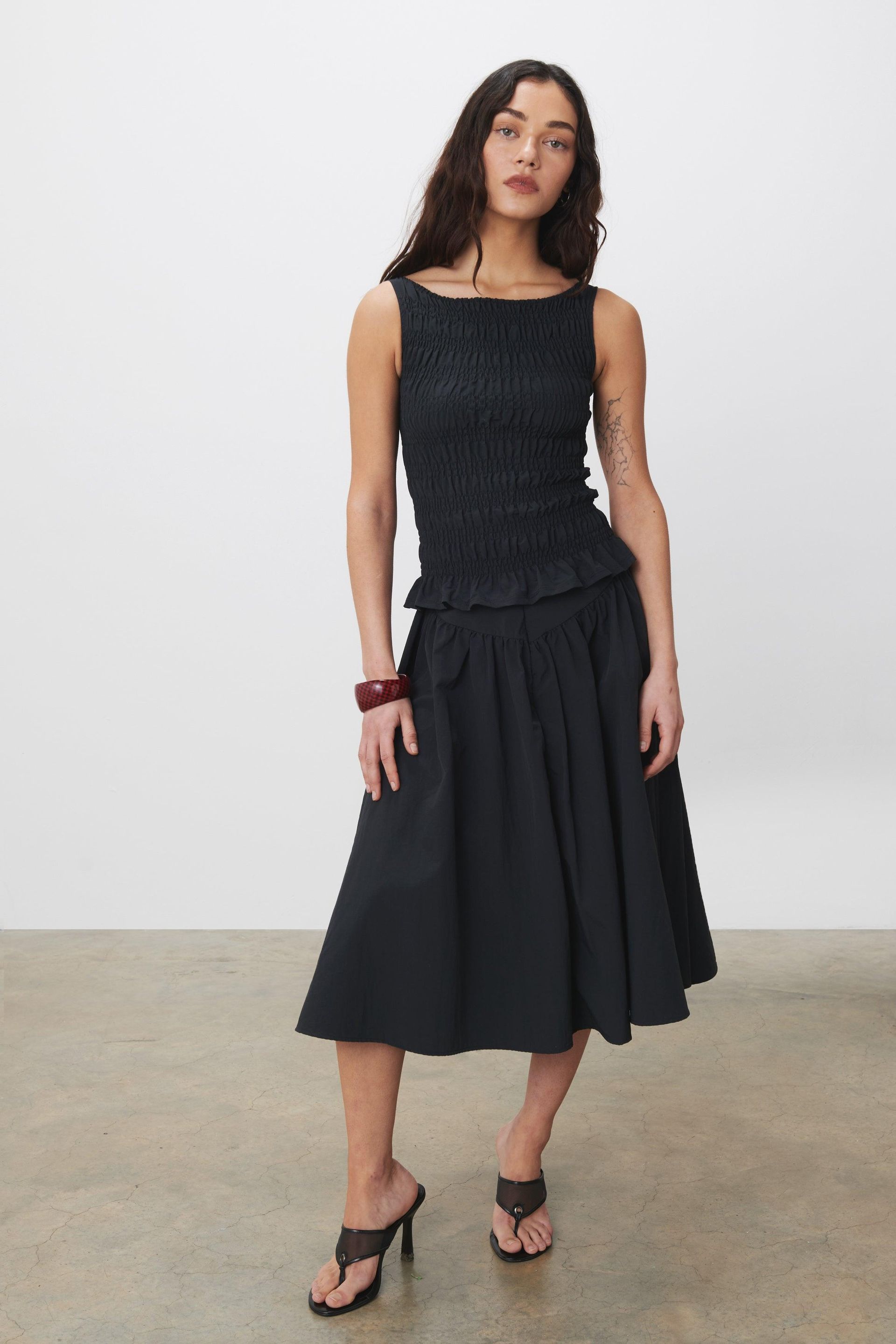 The Deba Midi Skirt, Onyx
