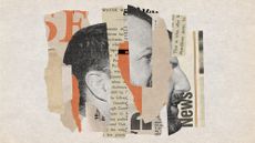 Photo collage of Markwayne Mullin and various scraps of newspaper