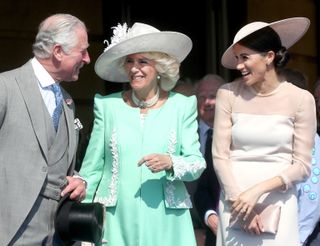 LONDON, ENGLAND - MAY 22: (L-R) Prince Charles, Prince of Wales, Camilla, Duchess of Cornwall and Meghan, Duchess of Sussex attend The Prince of Wales' 70th Birthday Patronage Celebration held at Buckingham Palace on May 22, 2018 in London, England. (Photo by Chris Jackson/Chris Jackson/Getty Images)