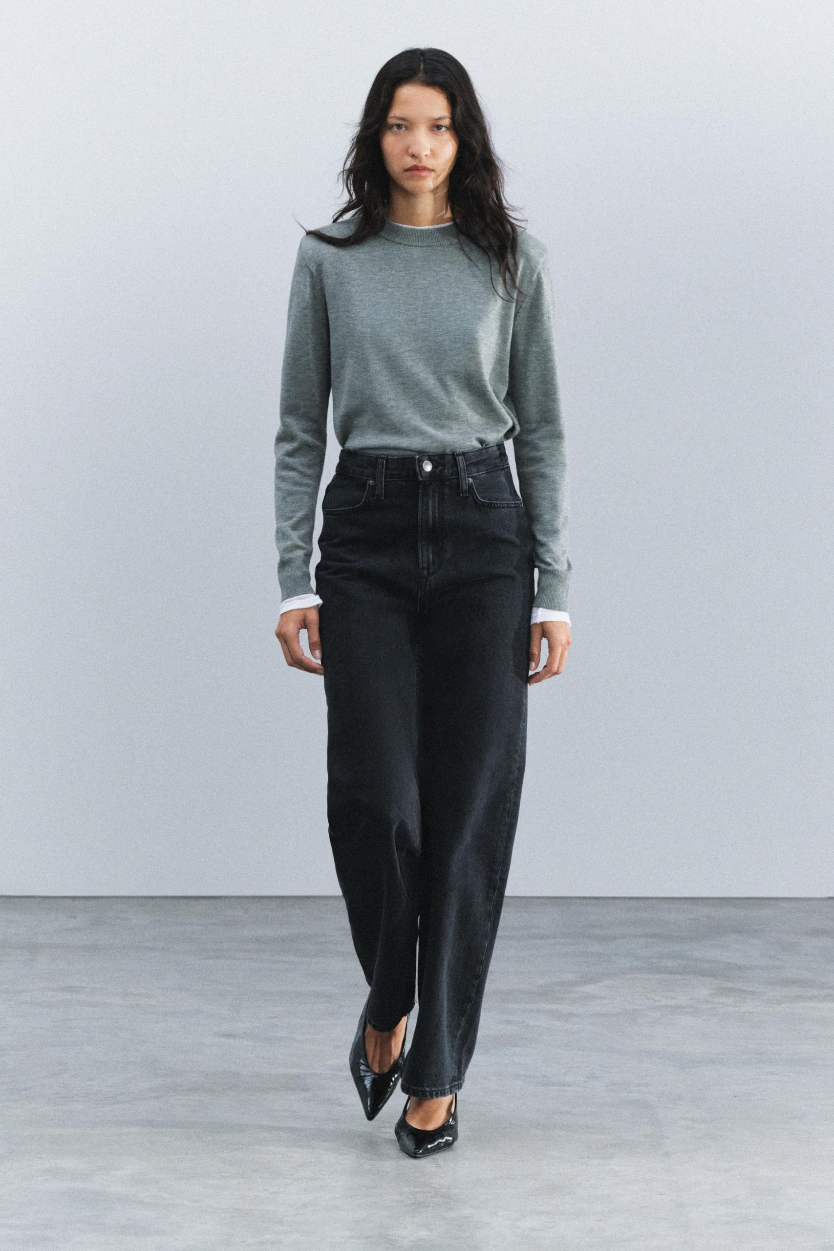 Zw Collection Straight-Leg High-Waist Jeans - Black - 6