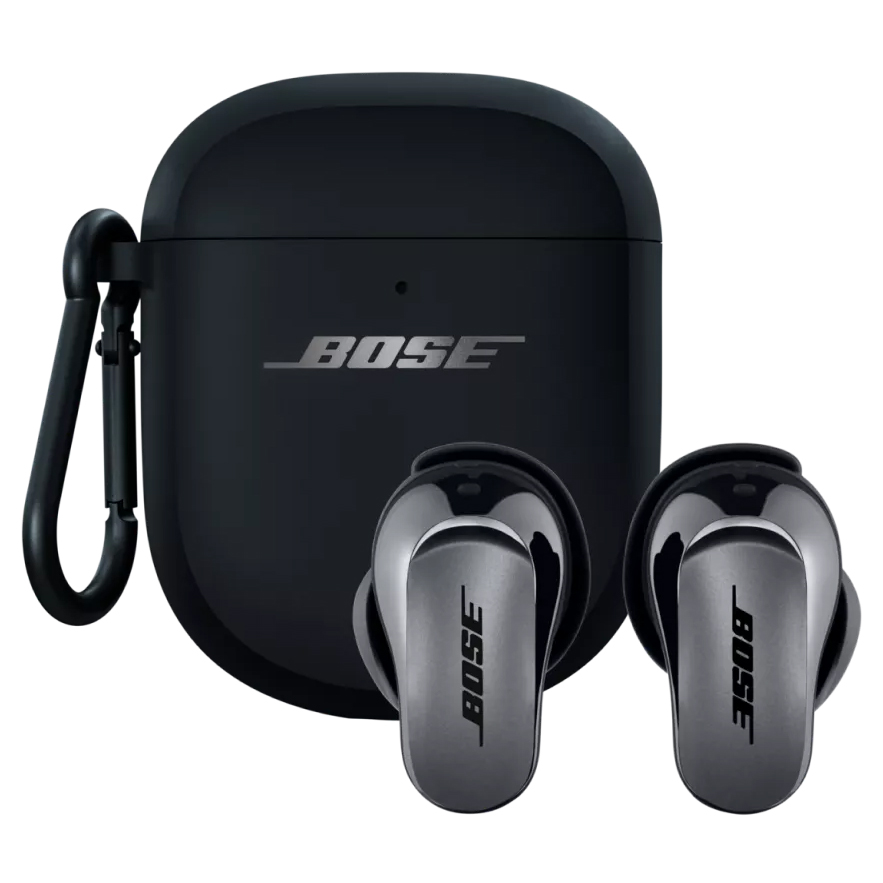 Bose QuietComfort Earbuds Ultra in black render.
