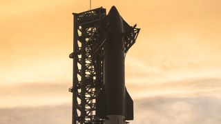 a spacex starship at sunrise