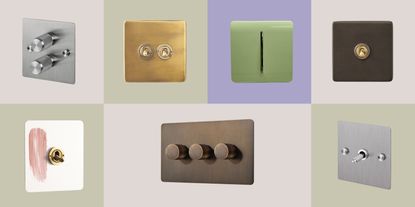metal and colorful light switches